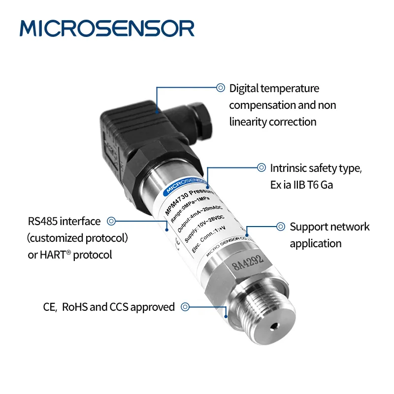 Micro capteur MPM4730 transducteur de pression piézorésistif numérique HART RS485 pour liquide d'huile d'eau