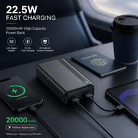 Batterie externe portable 20000 mAh 15W à chargement rapide Type-C, logo personnalisé, grande capacité, vente en gros, commande en gros, directement de l'usine