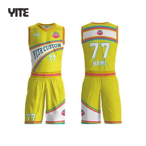 Kustom terbaru basket jersey grosir poliester grosir cepat kering basket berventilasi jersey set untuk pria