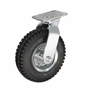 Roue pivotante noire de 8 pouces avec <span class=keywords><strong>pneu</strong></span> pneumatique, roulettes industrielles robustes en caoutchouc de 8 pouces - Product Image 6