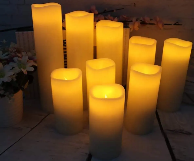 Custom White Beige Color Home Festival Christmas Halloween Decoration Flameless Plastic Electric Lights Pillar LED Candle
