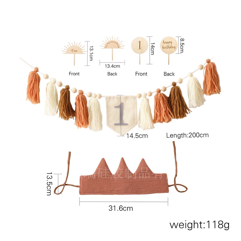 Bébé anniversaire chapeau bannière costume marron