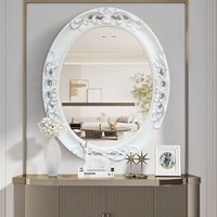 Miroir en verre Nouveau style européen vintage élégant Miroir mural ovale décoratif 4 mm Miroir de coiffeuse pour la maison Hôtel Décoration
