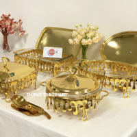 Plat Chafing de Luxe et de Conception Élégante avec Supports, Équipement de Traiteur pour Mariage, Fête, Hôtel, Chauffe-Plat en Verre pour Buffet