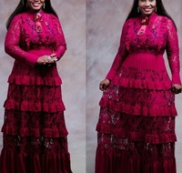 Robe de soirée élégante et modeste en dentelle turque, manches longues, col montant, robes haut de gamme pour femmes T122
