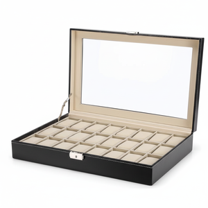 Estuche para Relojes de Cuero Negro con 24 Espacios, Amplio Espacio de Almacenamiento, Caja de Regalo para Relojes - Product Image 2
