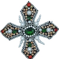 En gros 15cm Croix Perlée Perle Applique Strass Patches Coloré À Coudre pour Vêtement