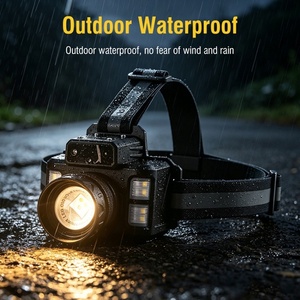 Lampe frontale rechargeable avec 4 modes d'éclairage (blanc, chaud, bleu, rouge), détecteur de mouvement, zoom, lampe frontale pour la pêche, la chasse, le camping, la randonnée - Product Image 6
