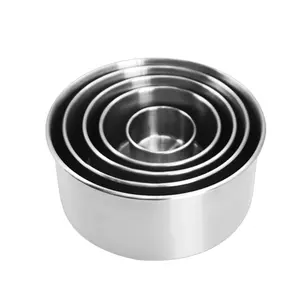 高品质多功能5pcs不锈钢食品储存容器带硅胶盖的金属搅拌碗