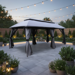 Gazebo <span class=keywords><strong>para</strong></span> <span class=keywords><strong>Patio</strong></span> Exterior <span class=keywords><strong>de</strong></span> 10x12 pies, Carpa <span class=keywords><strong>de</strong></span> Jardín <span class=keywords><strong>de</strong></span> 3x6 m con <span class=keywords><strong>Techo</strong></span> Arqueado, Gazebo con Mosquitera y Paredes Laterales <span class=keywords><strong>de</strong></span> <span class=keywords><strong>Lona</strong></span> - Product Image 6