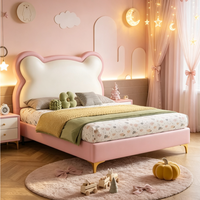 Nouveau design de lit pour enfants, lit moderne en forme d'ours mignon, matelas en cuir souple, ensemble de chambre à coucher populaire pour enfants