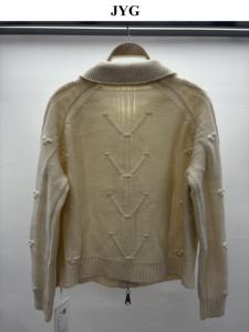 Sustain kadın rahat moda hırka çevre dostu 100% yün kablo örgü yaka katı gevşek Fit fermuar uzun kollu kış için - Product Image 6