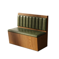 Meubles en bois de style vintage pour restaurant et café, table à manger durable avec chaises, canapé avec rangement, meubles en cuir vert.