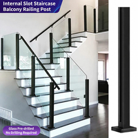 Rampe d'escalier moderne en alliage d'aluminium et verre avec colonnes en acier inoxydable pour balcon d'hôtel et d'appartement, usage intérieur