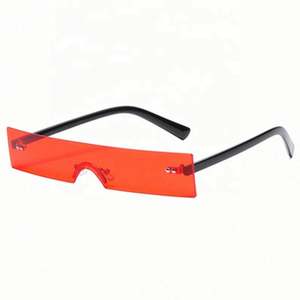 Lunettes de soleil carrées vintage 2021 personnalisées avec logo, mode, pour femmes, UV400, sans monture, petites lunettes rectangulaires pour femmes - Product Image 6