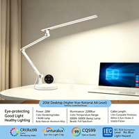 Lampe de bureau LED avec base en métal, pliable, commande tactile/télécommande, alimentation secteur, respectueuse de l'environnement, protection des yeux, pour les étudiants, lecture, écriture, dessin