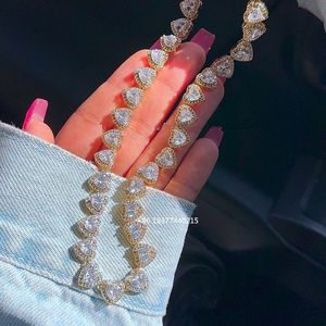 FOXIホット販売女性ダイヤモンドアイスアウト真鍮シルバー18kゴールドメッキダブルハートファッションジュエリーネックレス女性用 - Product Image 6