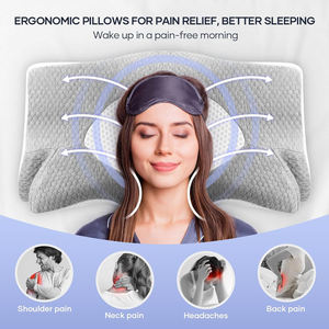 Oreiller cervical en mousse à mémoire de forme, contour ergonomique <span class=keywords><strong>pour</strong></span> le cou et les épaules, oreillers de sommeil rafraîchissants <span class=keywords><strong>pour</strong></span> les dormeurs sur le dos, le ventre et le côté - Product Image 5