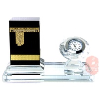 Modèle de la Tour de l'Horloge de la Mecque en cristal K9, prix d'usine, souvenir en verre, figurine de mosquée pour cadeau musulman, coffret cadeau islamique CMD-08B