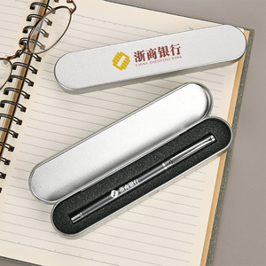 China ZheShang Bank Metal <b>Pen</b> Case Flip Top Gift <b>Box</b> Custom Logo Printing Single <b>Pen</b> Storage Business Gift Tin <b>Box</b> - Product Image 1