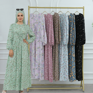 Nouvelle Collection 2025 Robes Élégantes et Modestes pour Femme Robes Abaya Florales avec Ceinture à Cordon <span class=keywords><strong>Robe</strong></span> Musulmane pour Femme Abaya - Product Image 1
