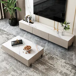 Modern Plasma Living Room Furniture Mueble De Tv Tea Table Wooden Stand Tv Table Cabinet And Coffee Table Combination Set