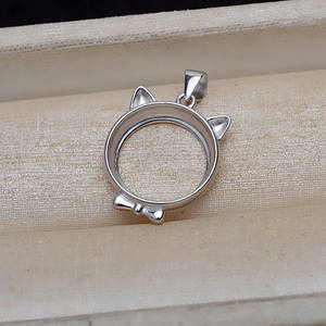 Mabei 4779 Colgante de Gato de Plata S925 de 14.5mm, Accesorio DIY con Soporte para Perla Vacío, Fornitura para Joyería - Product Image 2