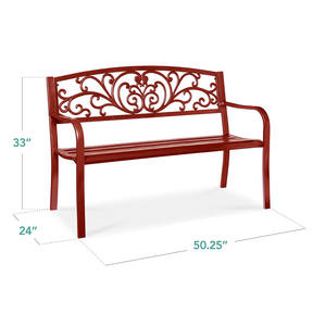 Banc de jardin en métal rouge sur mesure pour l'extérieur, mobilier d'extérieur pour patio, parc, salle à manger, hôpital, sélection privilégiée Trade Assurance - Product Image 2