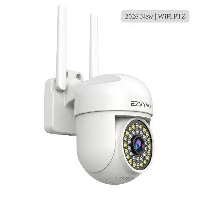 EZVYAO Outdoor PTZ WiFi Camera 1080P HD CMOS Sensor Full Color Night Vision IP66 Waterproof Two-Way Audio H.265 CAM720 RTS