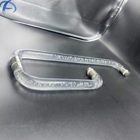 Poignées de porte en acier inoxydable de luxe en gros, type tube en cristal, porte en verre, Austin, nouvelles poignées de porte en forme de L transparentes argentées