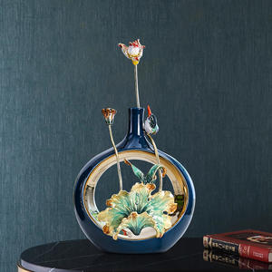 Vente en gros d'usine, cadeau haut de gamme pour anniversaire, ouverture de maison, bureau à domicile, artisanat en métal émaillé peint à la main, glaçure de lotus - Product Image 3