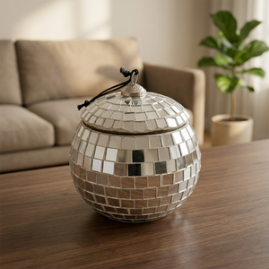 High Quality Silver <b>Glass</b> Retro Mirror <b>Christmas</b> <b>Ornament</b> Hanging Tree Bauble Disco Ball Decoration for Party Wedding Home Decor - Product Image 2