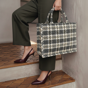 Premium Quality Classic Geometric Pattern Eco-Friendly RPET Fabric Customizable Everyday Shopping <b>Tote</b> <b>Bag</b> for Travel - Product Image 5