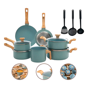 Juego de Ollas de Aluminio Azul de 14 Piezas con Revestimiento Cerámico Moderno, Apto para Horno y Lavavajillas, para Cocinas de Gas e Inducción - Product Image 1