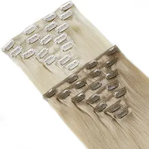 wholesale natural hair clip ins remy hair cuticle intact raw india 22 inch invisible 100% human hair clip in extensions seamless
