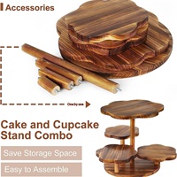 Support de présentation de gâteaux en bois multi-usages à quatre niveaux, design rond classique et écologique, pour le rangement domestique et support de plantes