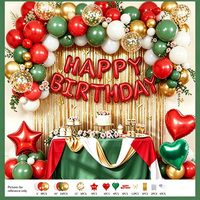 Kit d'arche de ballons pour fête d'anniversaire, comprenant des ballons lettres Joyeux Anniversaire vert crème à effet feuille d'aluminium et un rideau de pluie décoratif, fournitures de décoration en gros