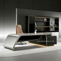 Ensemble de bureau et chaise de direction Tech Boss haut de gamme, moderne et classique, en MDF modulaire, avec base en acier, adapté pour la maison/le bureau/l'apartment