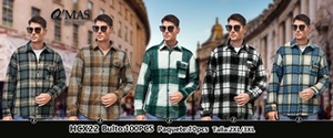 Camisa de Franela a Cuadros para Hombre HCX22, 100% Algodón, Manga Larga, Estilo Casual para Otoño, Cuello Camisero, Cierre de un Botón, Logotipo Frontal - Product Image 3