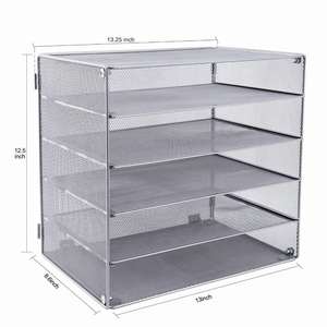 Office Home or School Metal <b>File</b> Letter Organizer with 5 <b>Trays</b> Paper Sorter Desk Organizer - Product Image 3