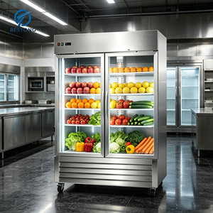 Refrigerador Vertical <span class=keywords><strong>de</strong></span> Acero Inoxidable para Bebidas, Enfriador <span class=keywords><strong>de</strong></span> Vidrio Vertical para Catering, Distribuidores, <span class=keywords><strong>Ofertas</strong></span> <span class=keywords><strong>de</strong></span> Compra al por Mayor - Product Image 1