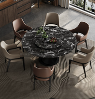 Chaise de salle à manger moderne de luxe avec accoudoirs, siège et dossier en cuir PU souple, structure en bois noir, chaise d'appoint pour la décoration de la maison