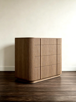 Commode moderne à 5 tiroirs en chêne massif de luxe avec rayures verticales pour chambre à coucher