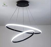 Décor à la maison moderne lampe salon hôtel cercle suspendu suspension conception de lumière 3 anneaux acrylique or luxe rond Led lustre