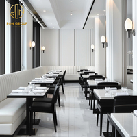 Juego de Muebles para Cafetería y Restaurante, con Sillas y Mesa Curvas en Forma de Media Luna Blancas