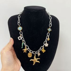 สร้อยคอ DIY สแตนเลสสตีลแบบโซ่ข้อต่อพื้นฐาน พร้อมจี้รูปเปลือกหอยและดวงอาทิตย์ สไตล์คลาสสิกทันสมัย ชุบทองด้วยเตาสุญญากาศ เหมาะสำหรับเป็นของขวัญ - Product Image 3