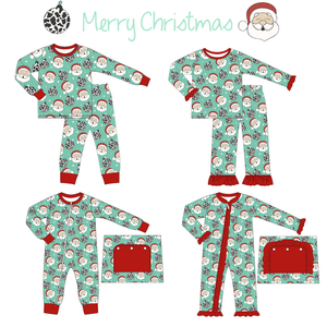Boyis vente personnalisé noël père noël imprimé pyjamas barboteuse pour bébé garçons - Product Image 5
