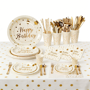 Nouveautés - Fournitures pour Fêtes sur le Thème des Anniversaires - Ensemble de Vaisselle en <span class=keywords><strong>Papier</strong></span> Jetable - Décorations pour Fêtes d'Anniversaire - Assiettes, Gobelets, Serviettes en <span class=keywords><strong>Papier</strong></span> - Product Image 3