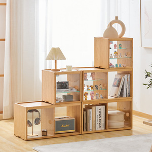 Meuble de rangement modulaire avec portes, bibliothèque sur pied pour figurines et livres - Product Image 1