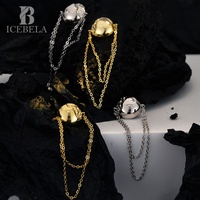 Bijoux à la mode Ins Premium Sense S925 Boucles d'oreilles en chaîne superposée en argent sterling 18 carats Boucles d'oreilles à pampilles épaisses pour femmes